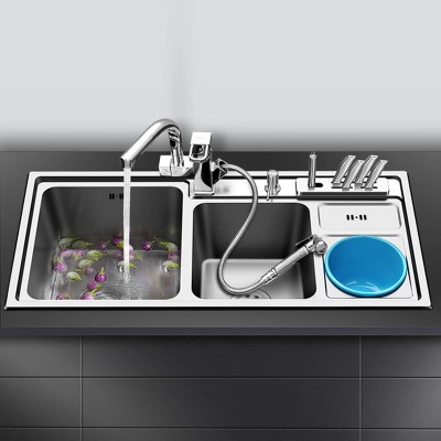 kitchen sink  stainless steel sinks with trash can with knife holder above counter or undermount 1.2mm thickness sinks kitchen