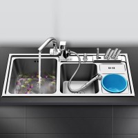 kitchen sink  stainless steel sinks with trash can with knife holder above counter or undermount 1.2mm thickness sinks kitchen