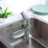 Adhesive Sponge Holder Brush HolderStainless Steel No Drilling Kitchen Corner Storage