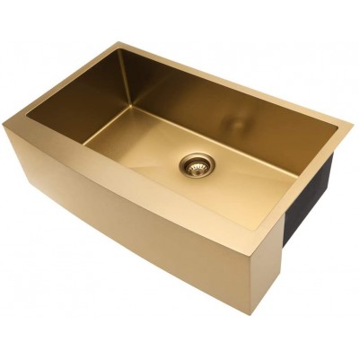 Farmhouse Sink Gold Kitchen Sink Apron Front 16 Gauge Matte Gold Stainless Steel Deep Single Bowl Farm Sinks