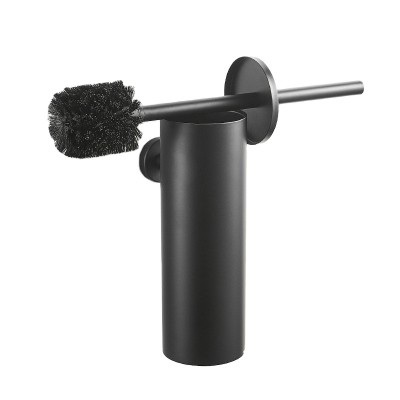 304 Stainless Steel Black Toilet brush holder wall mount Round Long holder for hotel