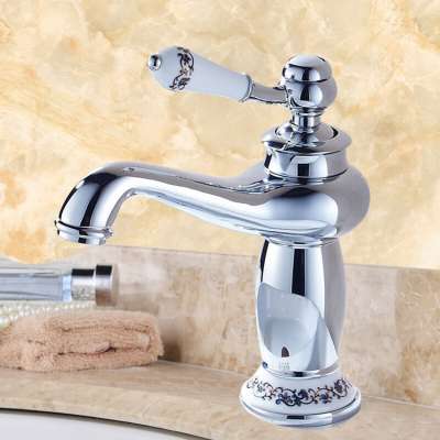 Solid Brass European Antique Archaistic Kitchen Faucet Retro Hot Cold  Basin Tap Porcelain Single Hole Wash Kitchen Basin Faucet